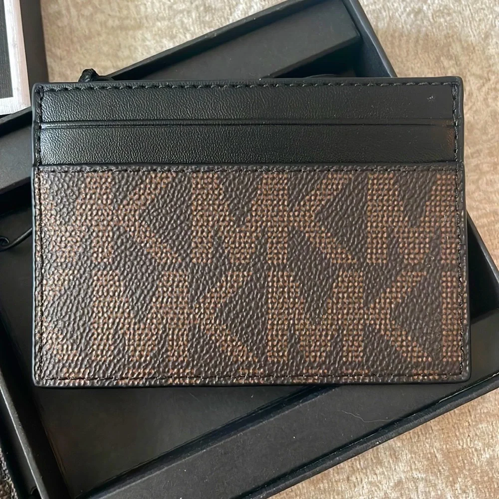 Brand New Michael Kors Jet Set Men’s Card Case & Keychain Gift Set Brown Black
